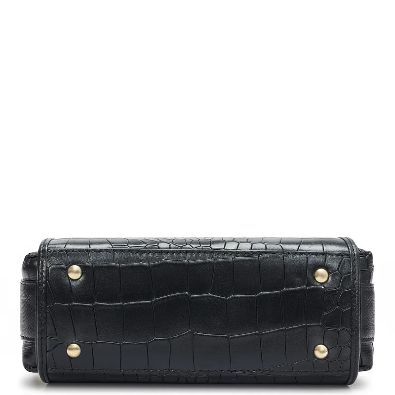 Da Milano Black Small Croco Leather Sling - Black for Women | Best Price UAE